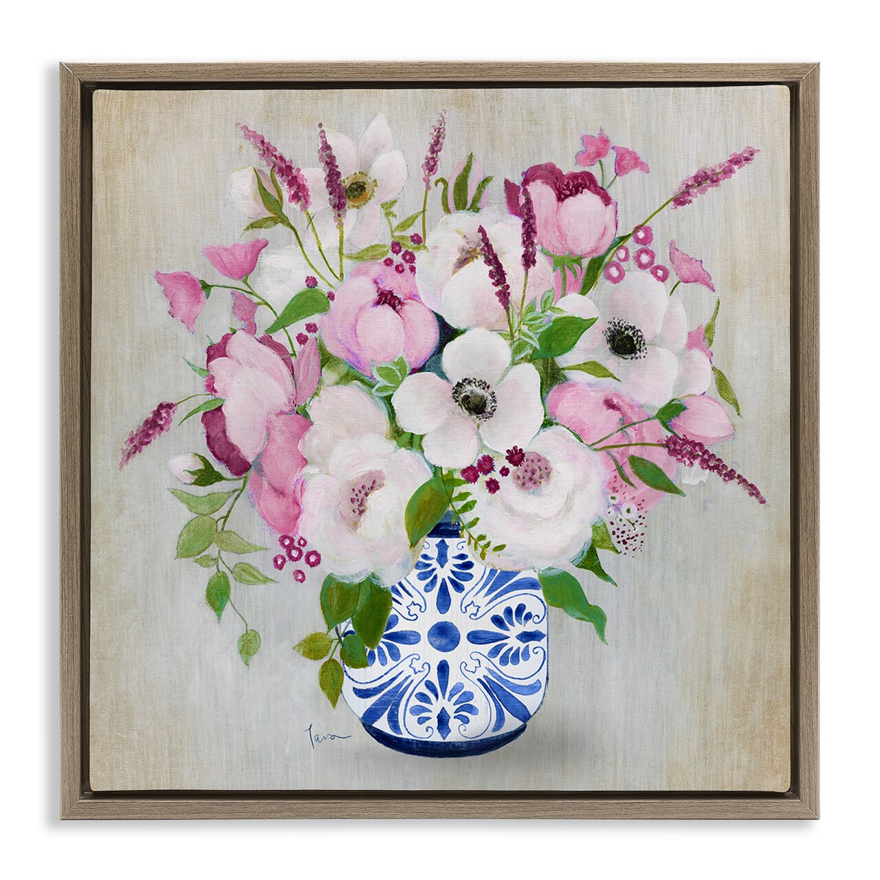 Stupell Industries Pink Flower Chinoiserie Floating Frame, design by Janet Tava